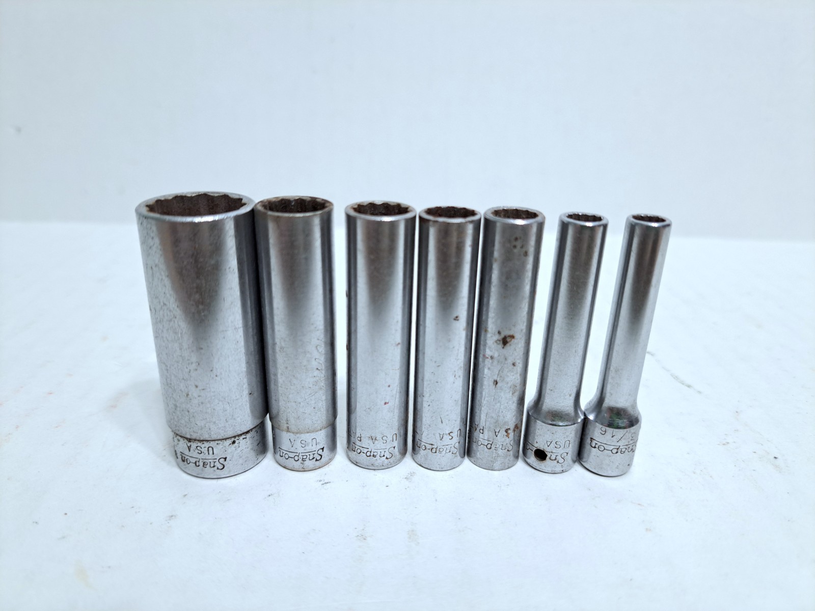 Snap On STMD Long Reach Sockets 9/16 3/8 11/32 5/16 9/32 7/32 3/16 Lot Set