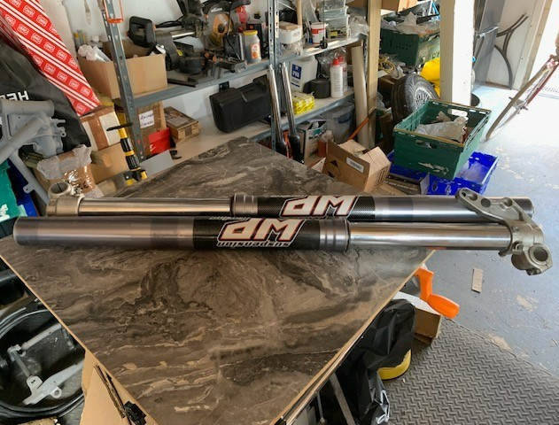 Custom motorcycle White Power Upside Down Fork Legs