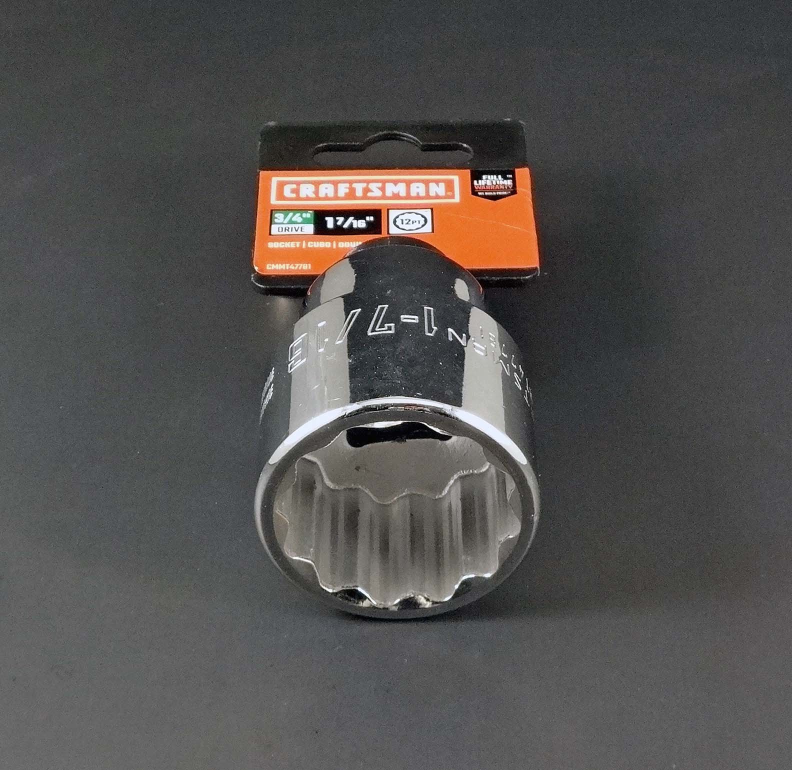 CRAFTSMAN HAND TOOLS 3/4 drive 1-7/16″ SAE Standard 12pt ratchet wrench socket !