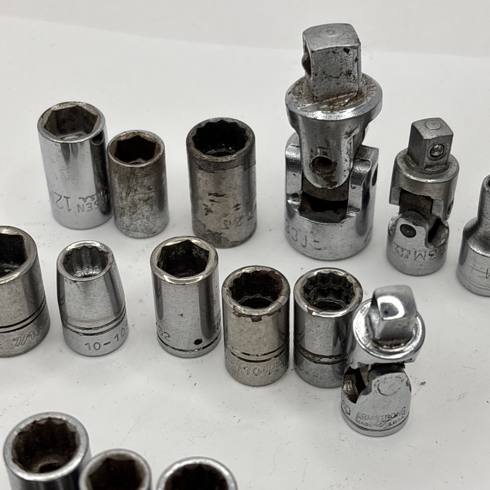 Lot of 100 + USA Assorted Sockets SAE & Metric Mixed Brands Various Drives READ