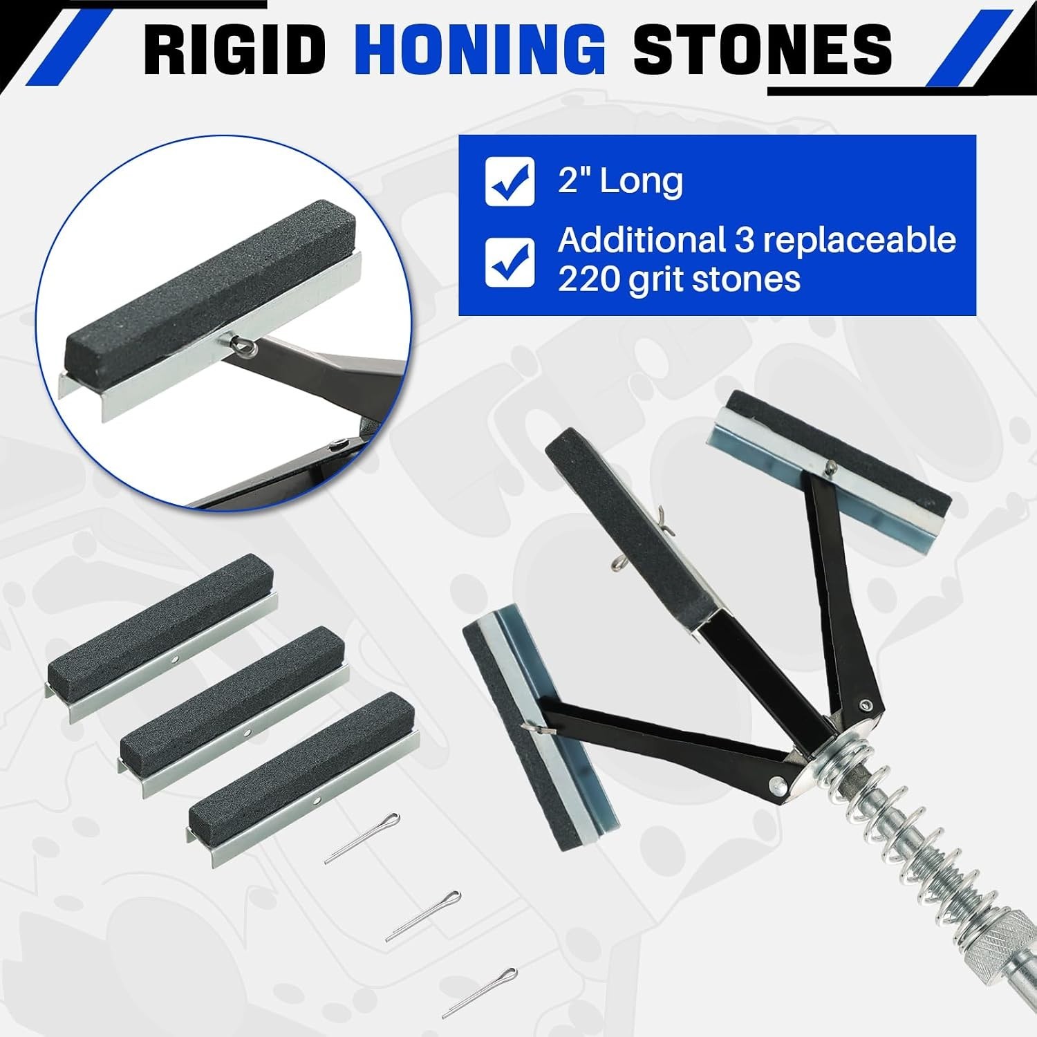 Adjustable Engine Hone Cylinder Tool with 220 Grit for Efficient Carbon Removal