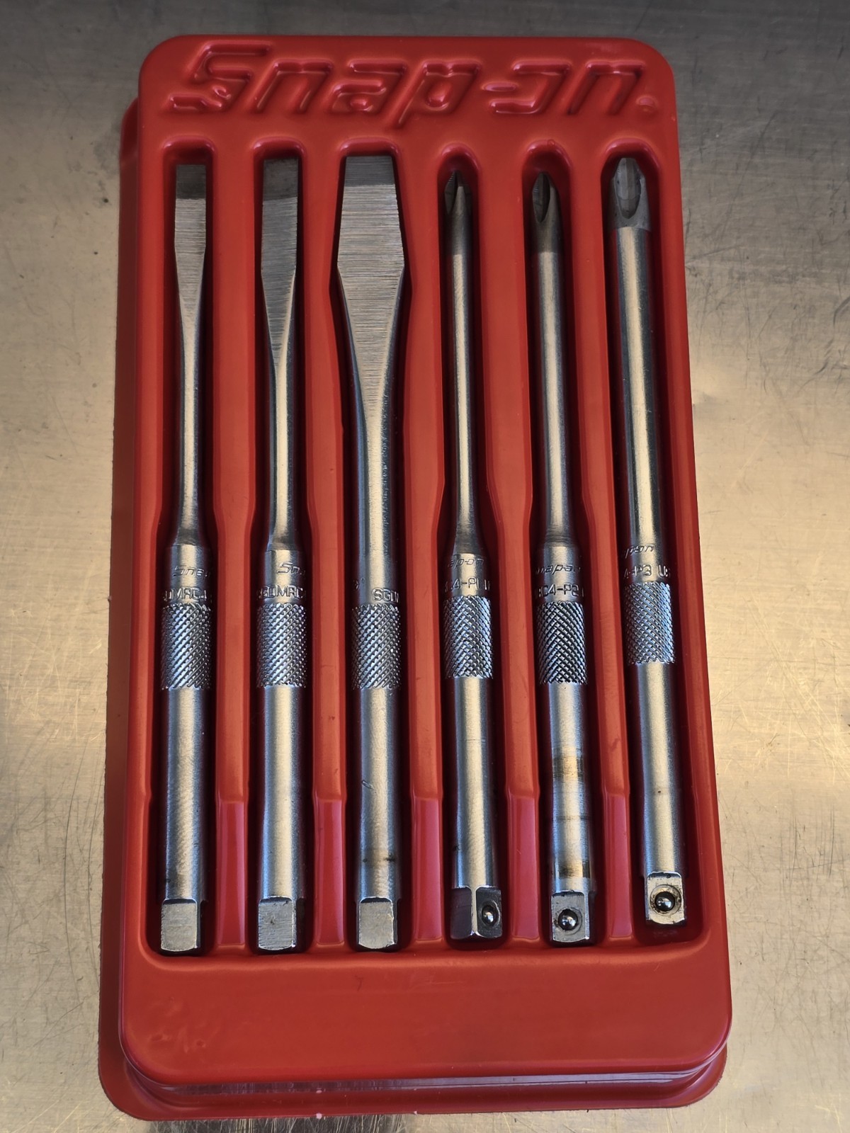 Snap On 6pc Ratcheting Screwdriver Combination Blade/Shaft Set Shank SGDMRC60