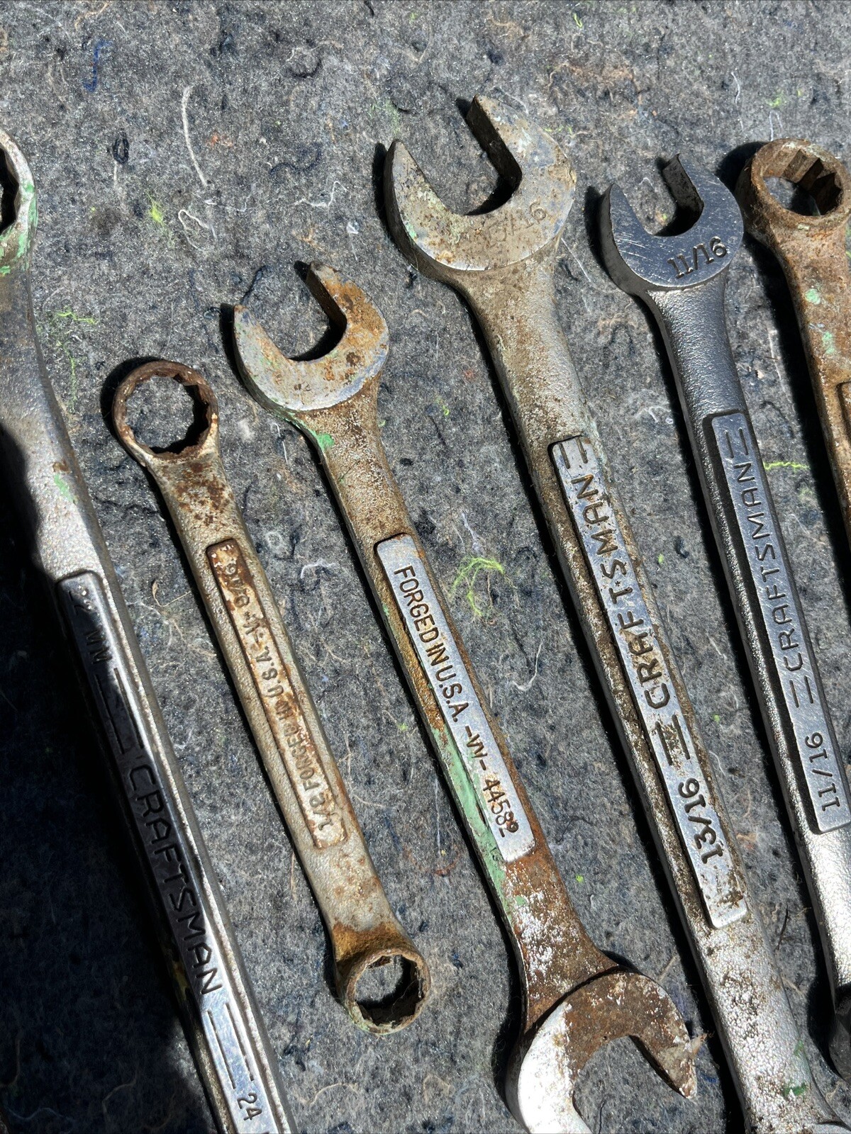 Lot 8 Craftsman Combination Wrenches V- Vv- USA, Multiple Sizes