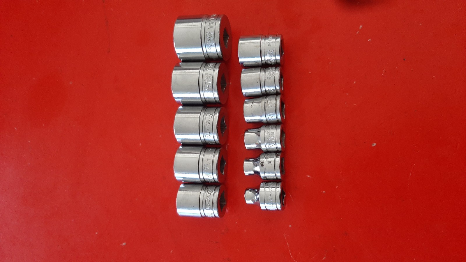 Snap-On FS 10-Pc. 5/16″ – 7/8″ SAE 3/8″ Drive 6pt Point Shallow Socket Set READ!