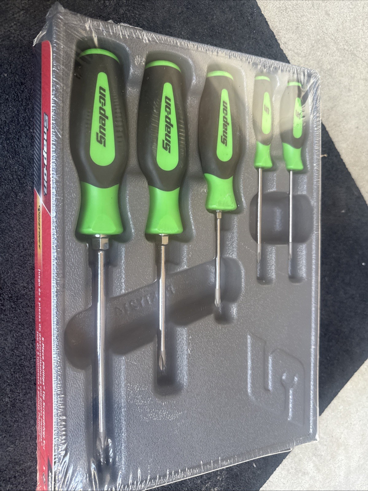 For Snap-on Tools 5pc GREEN Soft Grip ALL PHILLIPS TIP Screwdriver Set SGDP50BG