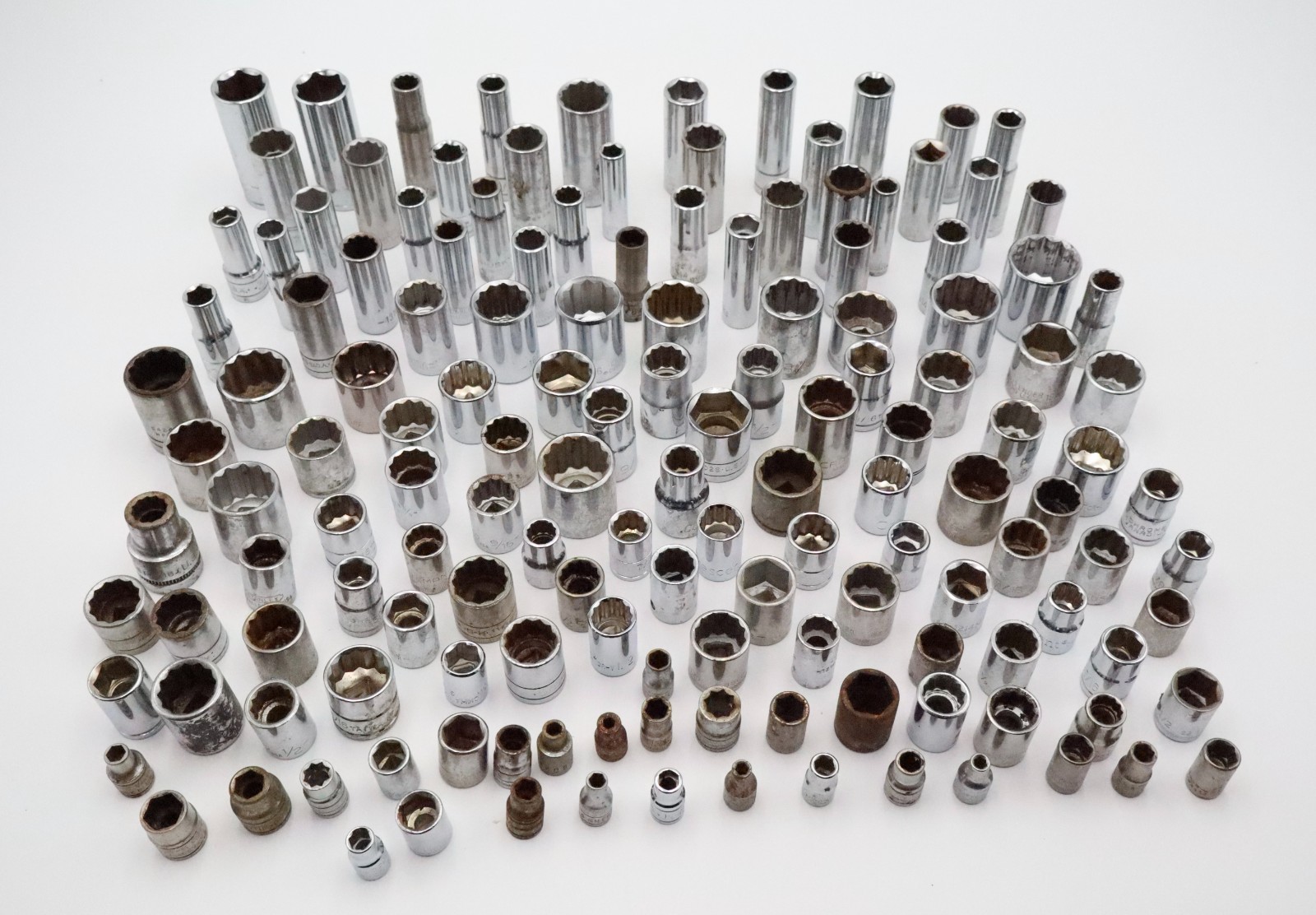 Large Mixed Socket Lot 1/4 3/8 1/2 Drive SAE Metric Deep Standard USA Tools