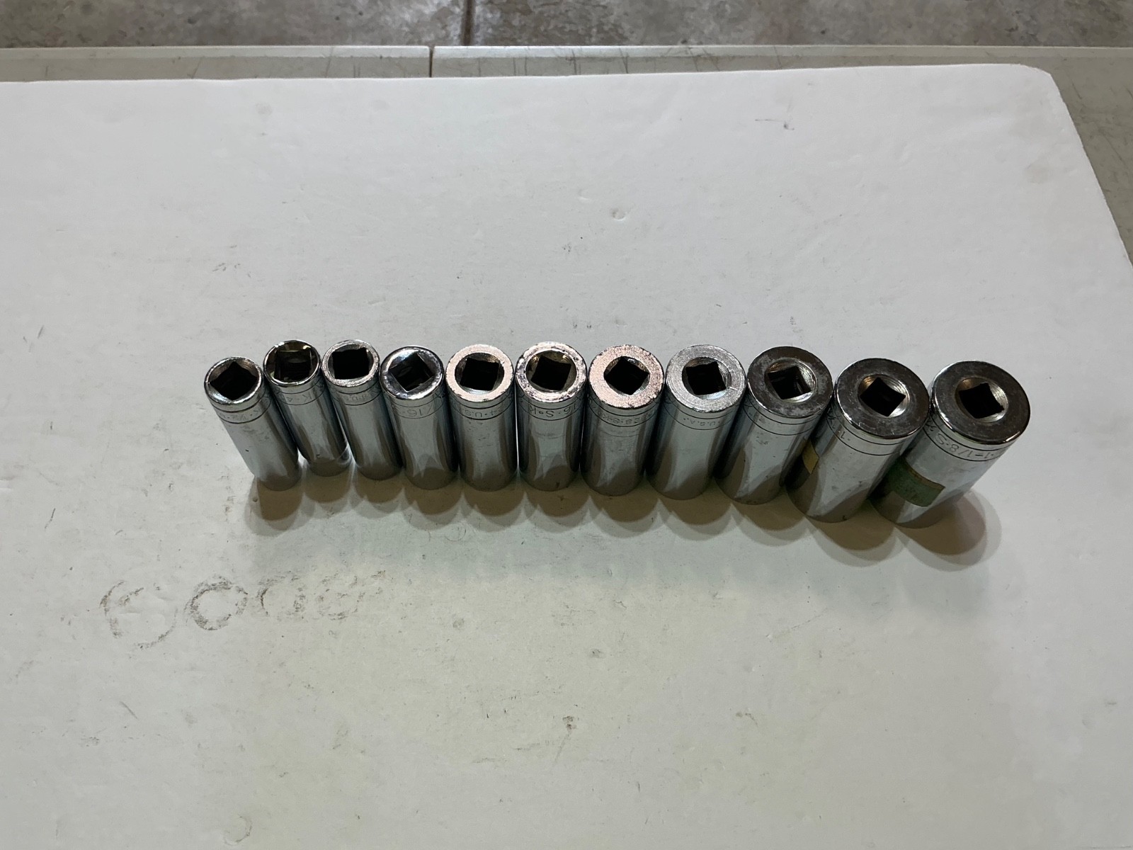 S-K tools 11 pc 1/2″ drive deep SAE set 12 pt 1/2″-1 1/8″ USA made