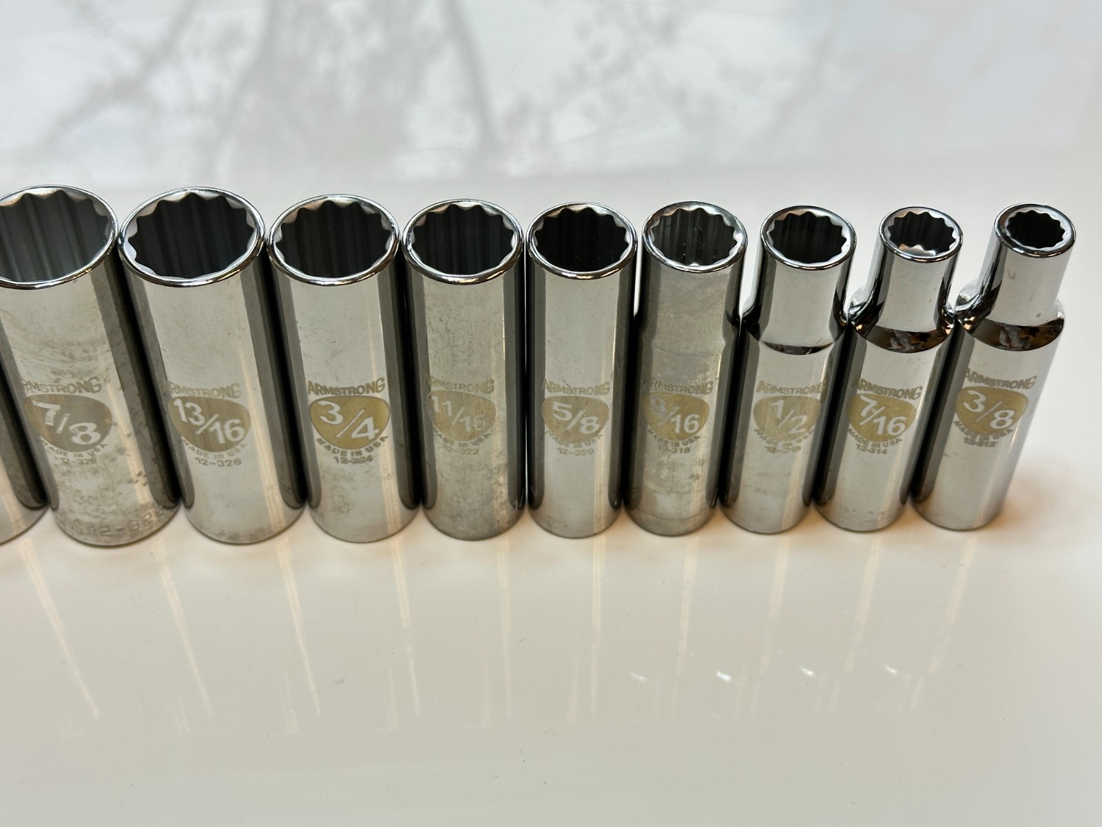 NOS Armstrong Tools USA 15-575 15pc 1/2” Drive 3/8-1-1/4” Deep Socket, 12 Point