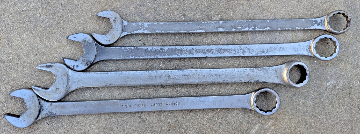 New Britain Combination Wrench SAE 1-5/18″ / 1-7/16″ / 1-3/8″ / 1-1/2″ Lot of 4