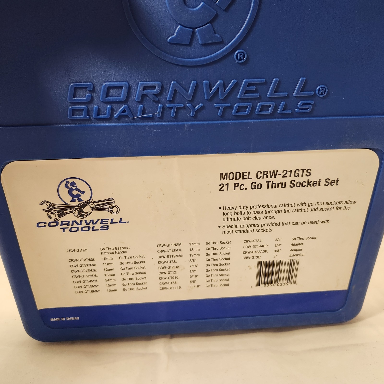 Cornwell CRW-21GTS 21PC. Go Thru Socket Set SAE & METRIC Hardly Used