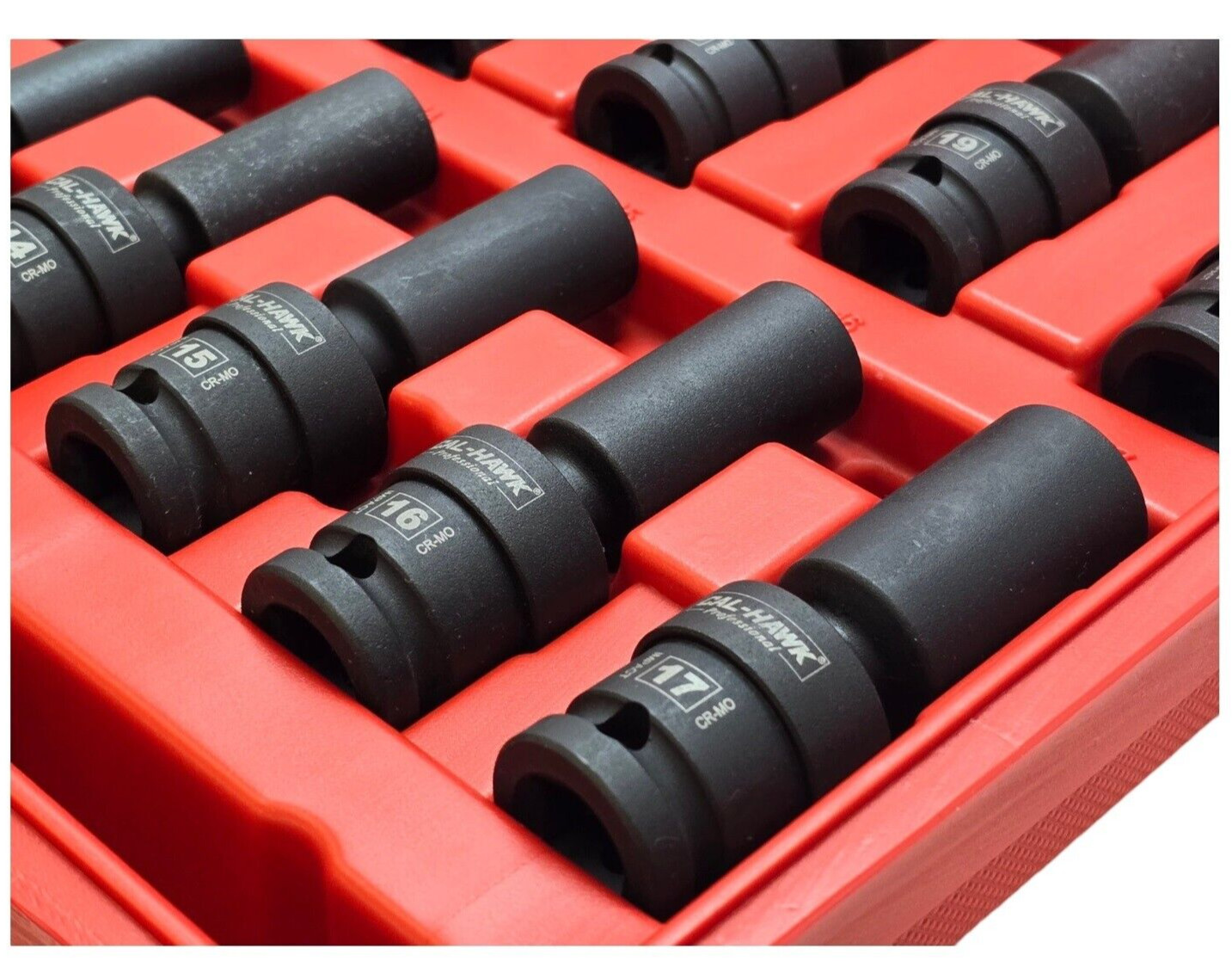 15 PC 1/2″ DR. Universal Swivel Deep Impact Socket METRIC PRO Radius 10-24mm Set