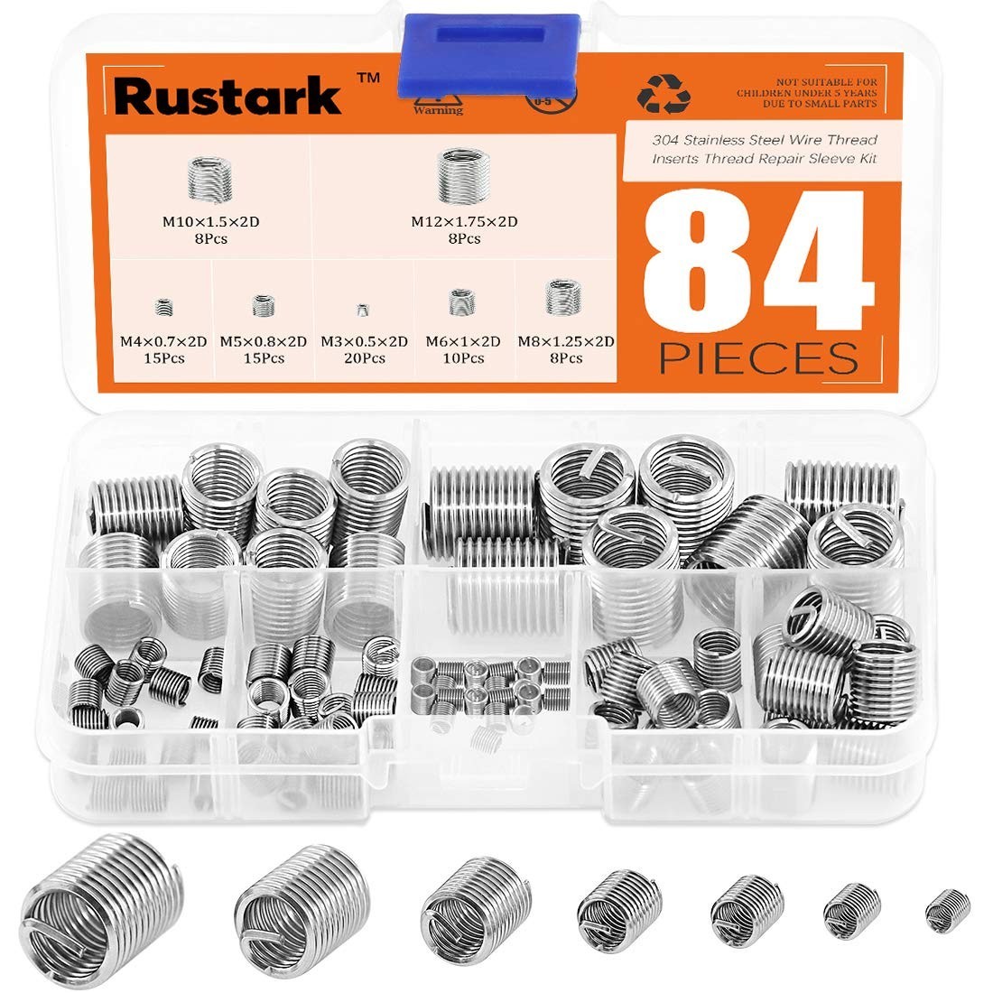 84 Pcs Helicoil Type Thread Repair Inserts – Stainless Steel M3-M12 Assorted