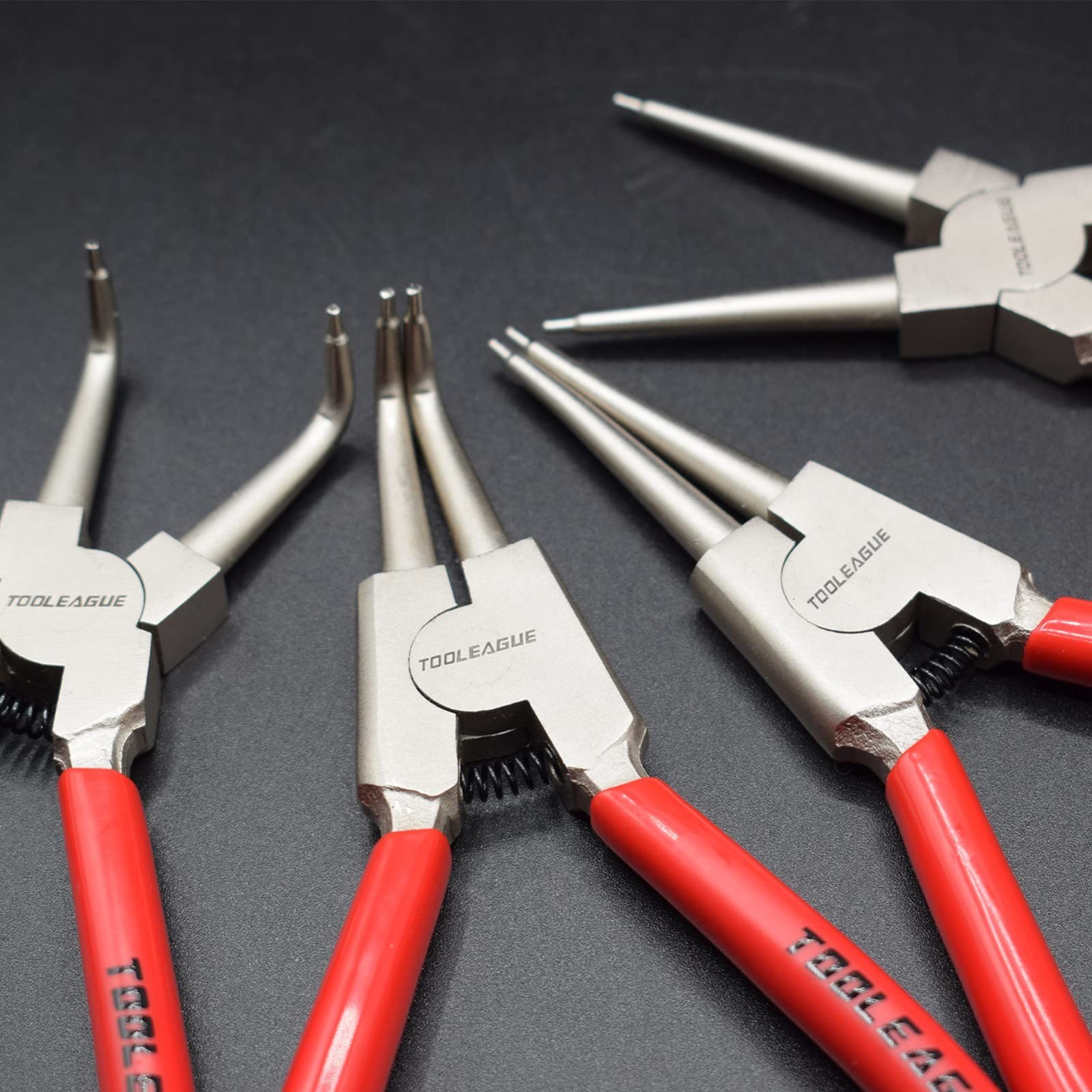 4 Pcs Heavy Duty Snap Ring Pliers Set – 7″ Internal/External Circlip Tools for R