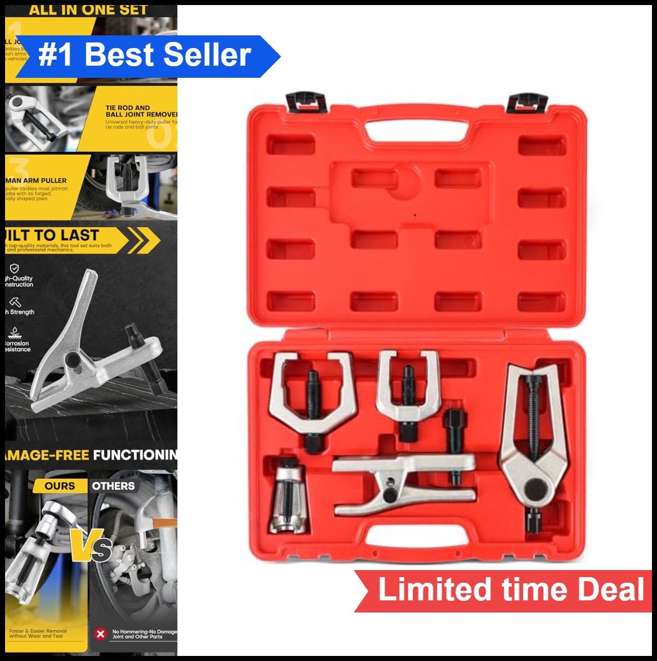 Ball Joint Separator Kit 5 in 1 Pitman Arm Puller Tie Rod End Tool Removal Set