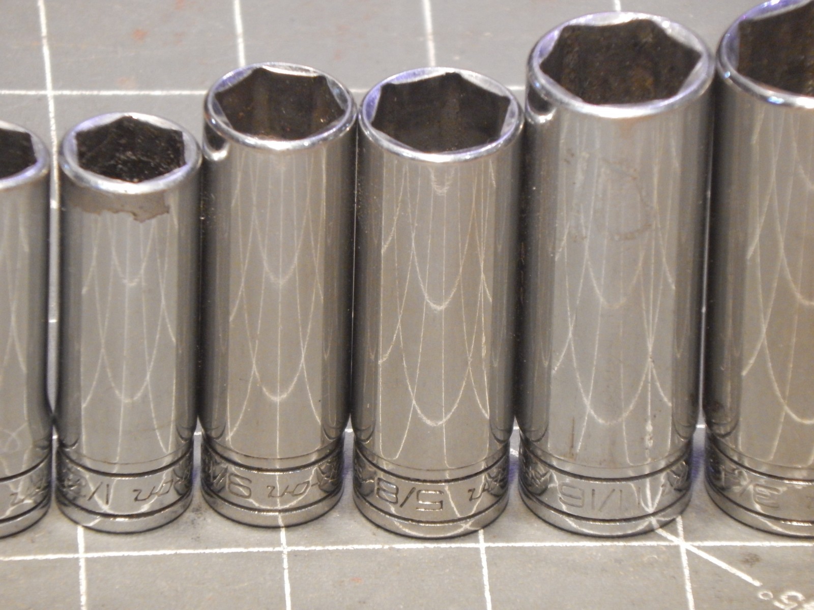 Snap On 11Pc SAE 3/8″ Drive Deep Socket Set 1/4″ 7/8″ 6Pt Dr 211sfsy