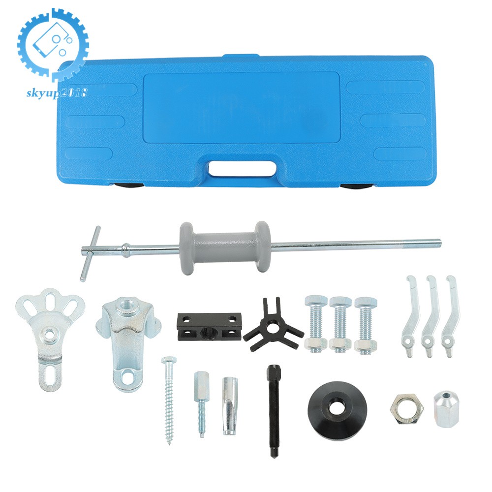 17Pcs Slide Hammer Dent Puller Tool Kit Wrench Adapter Axle Bearing Hub 5 lb