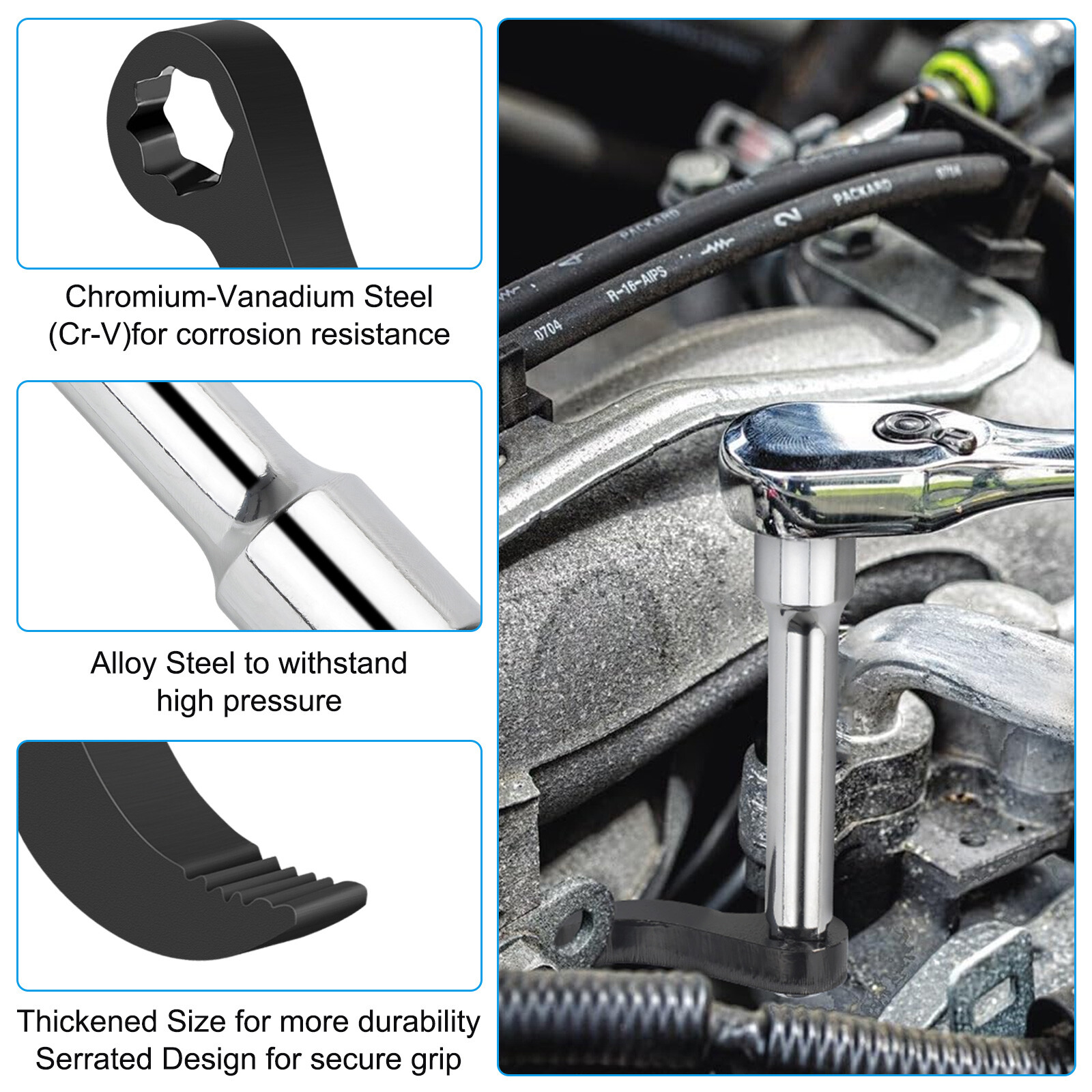 Pry Bar Wrench Adapter Head Extension Bar Crowbar Adapter Head Tool 1/2″ Drive