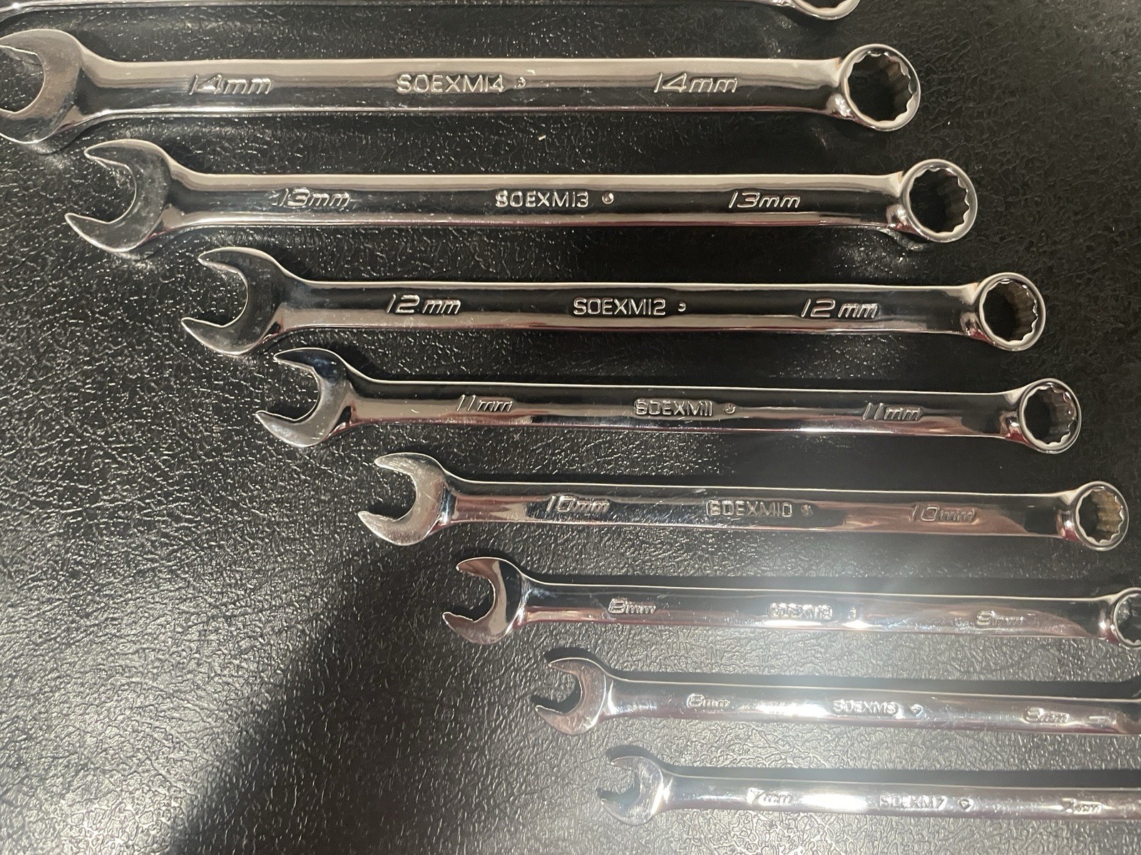 Snap-on 13pc 12 Pt Metric Flank Drive Wrench Set PRO-FI foam 7-19mm SOEXM01FMBR
