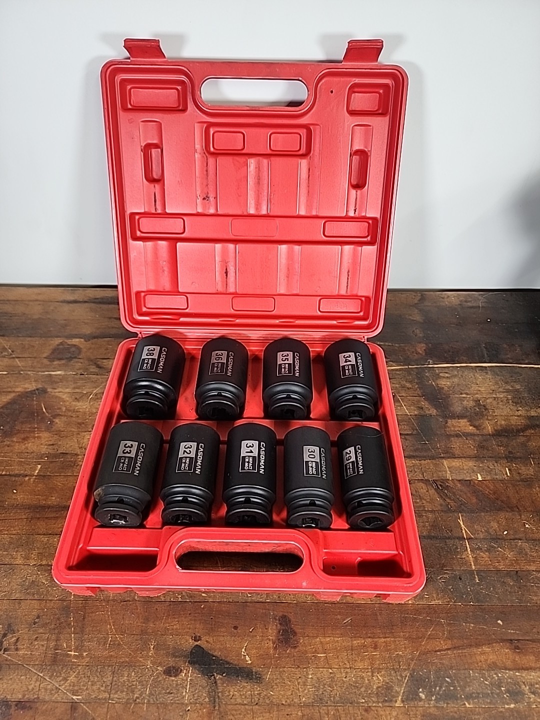 CASOMAN CS038: 9-Piece 1/2″ Drive Axle Nut Sockets Metric Sizes 29mm-38mm