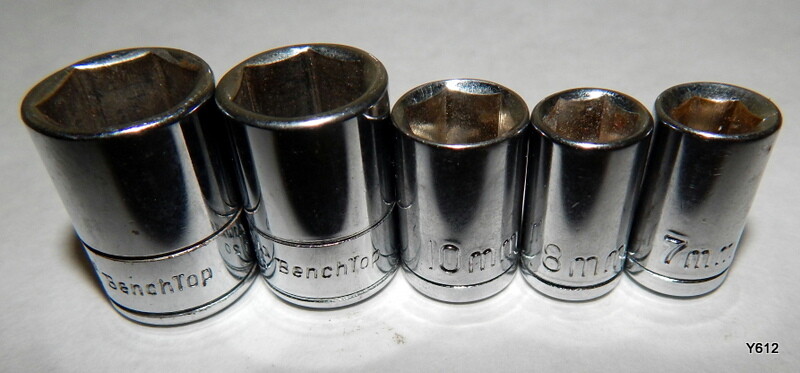 5 Pieces Chrome 1/4″ Drive 6-Point Metric Sockets