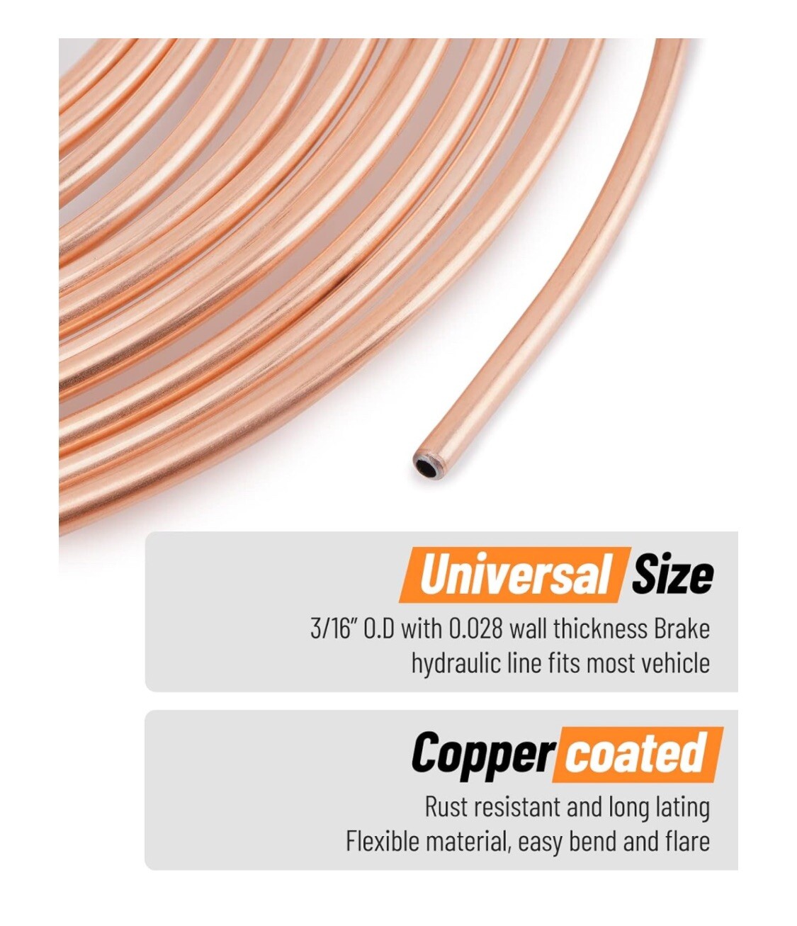 RACEWILL 25 ft 3/16 Copper Coated Brake Line Kit w/ Double & Single Flaring Tool