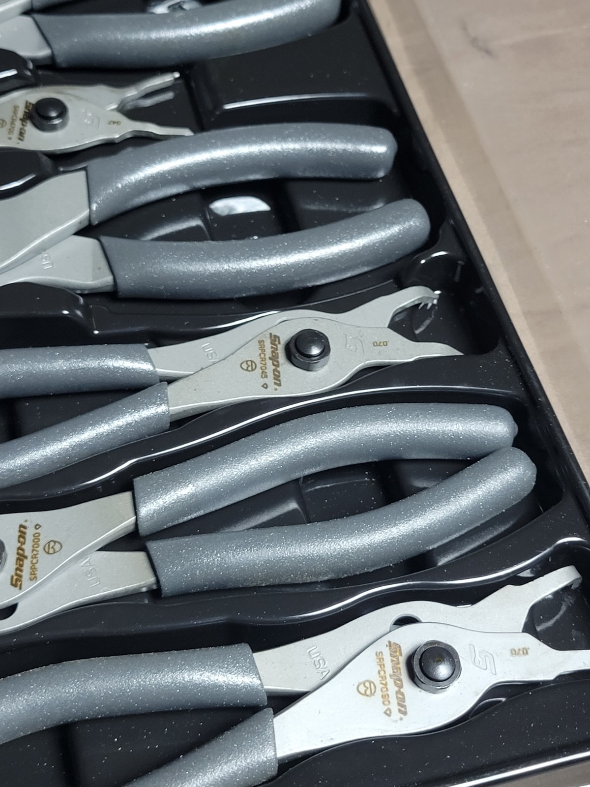 Snap-On 7 Piece Snap Ring Plier Set Grey Soft Grip Handle Set SEE DESCRIPTION