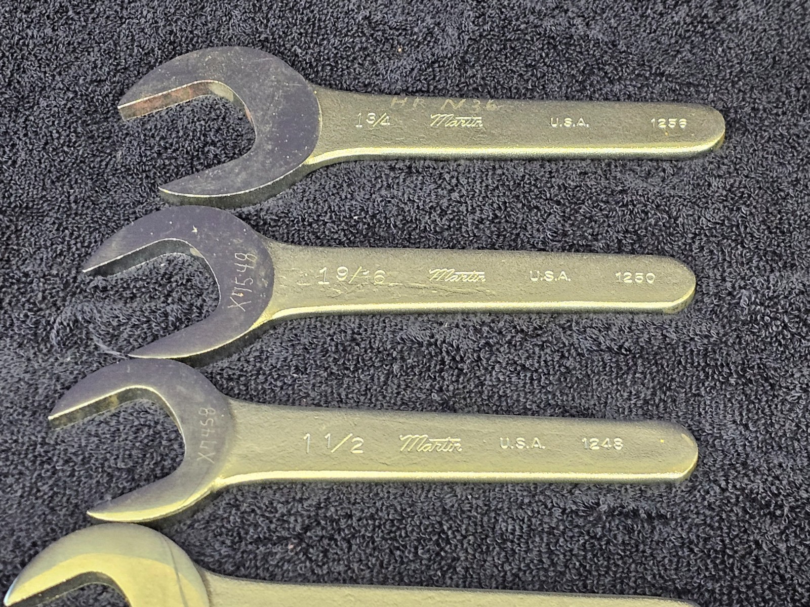6 Martin Service Thin Angle Wrenches Wrench Set Sae 1-3/4 9/16 1/2 5/16 7/8″ USA