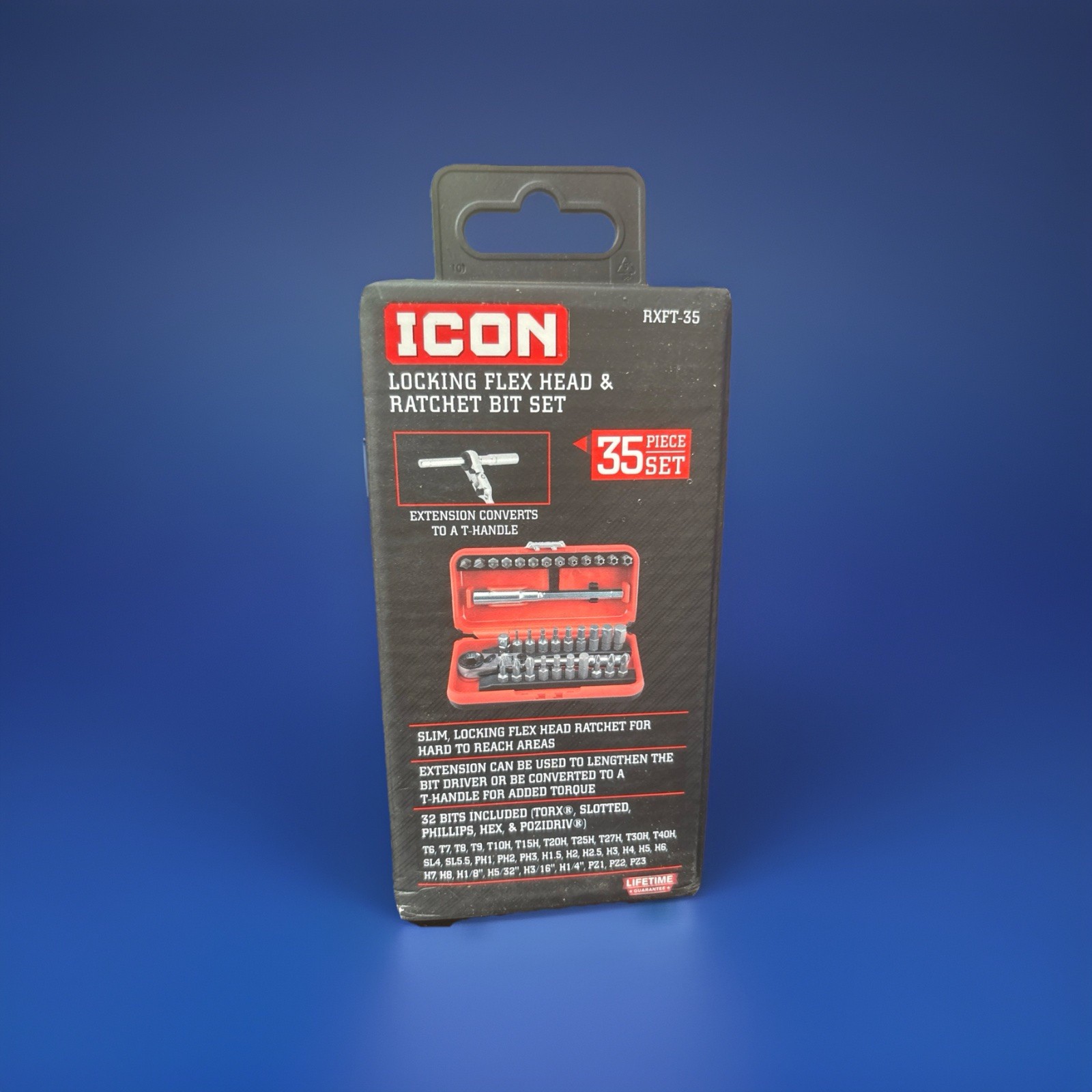 ICON RXFT-35 Locking Flex Head Ratchet and Bit Set 35 Piece NEW