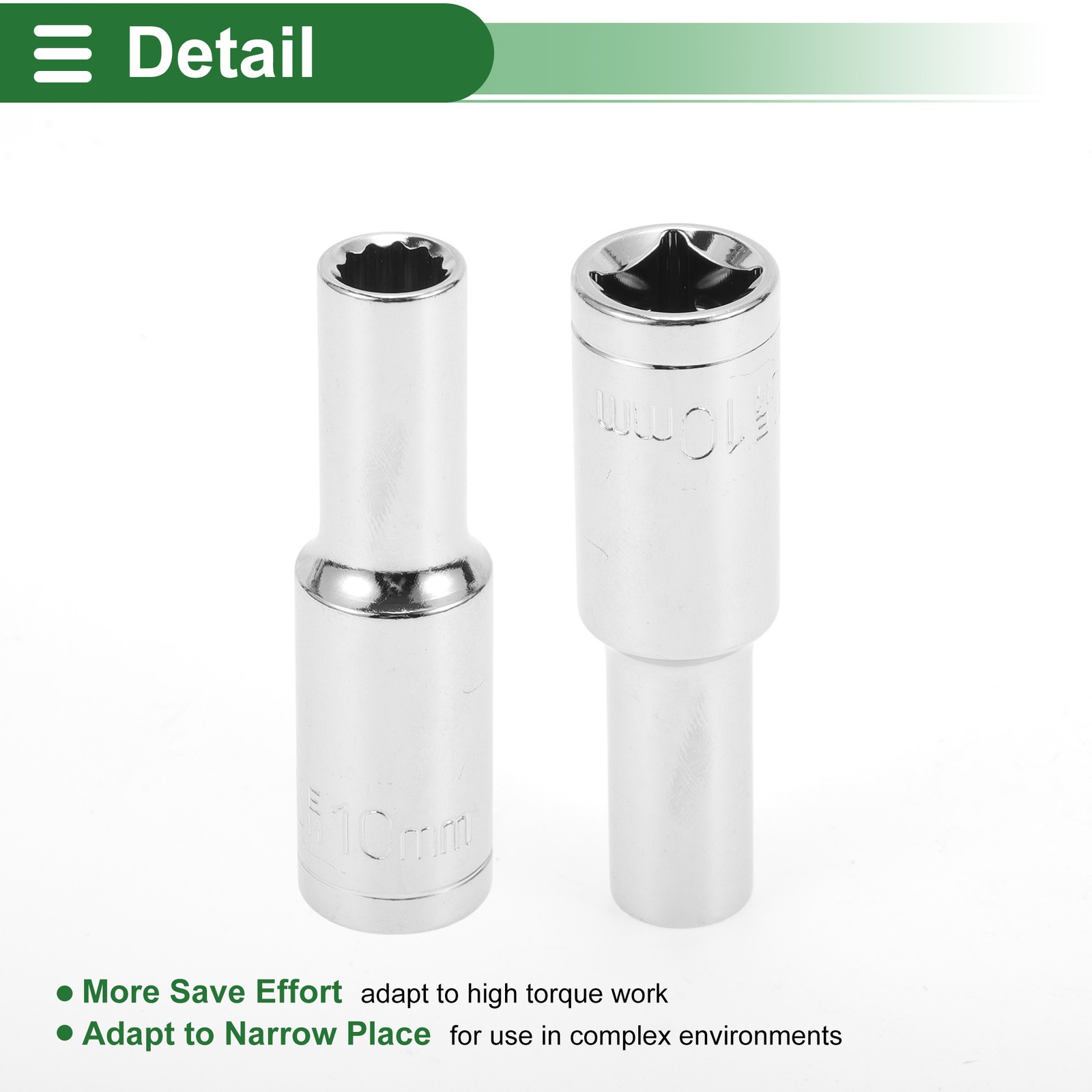 Universal 1/2 Inch Drive Impact Socket 10mm 12 Point Chrome Vanadium Steel 1 Pcs