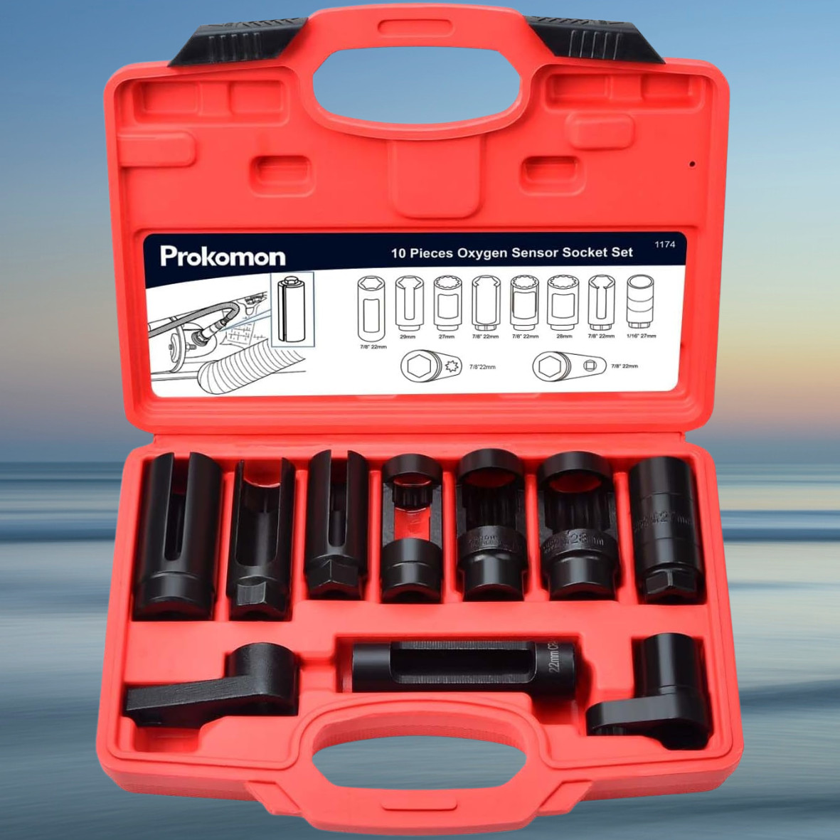 10pc O2 Oxygen Sensor Socket Wrench Removal Tool 3/8″ 1/2″ Drive x 7/8″ 22mm Set