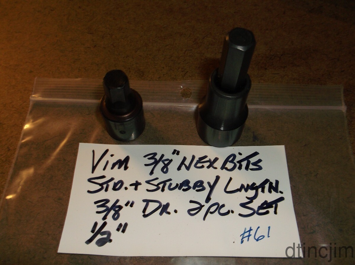 VIM 2Pc. 3/8″ Standard/Stubby Length Hex Bits 3/8″–1/2″ Drive