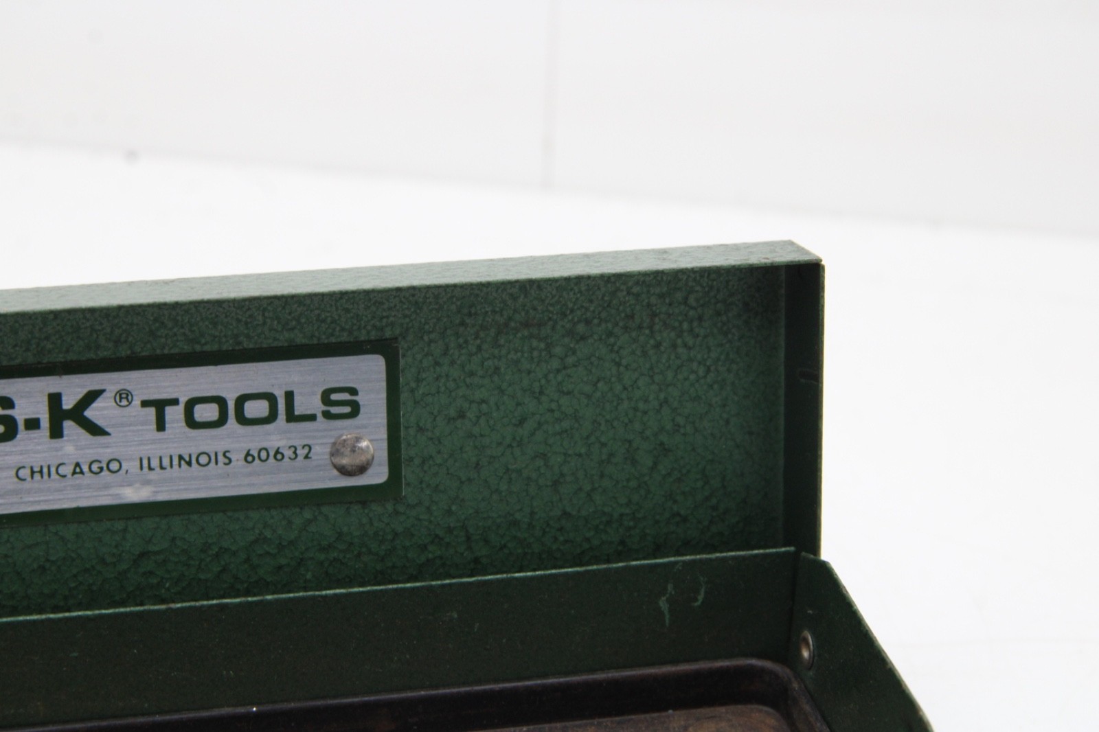 SK Tools 6-1/2″ x 2-1/4″ Green Metal Socket Set Tool Box w/Tray USA NO TOOLS