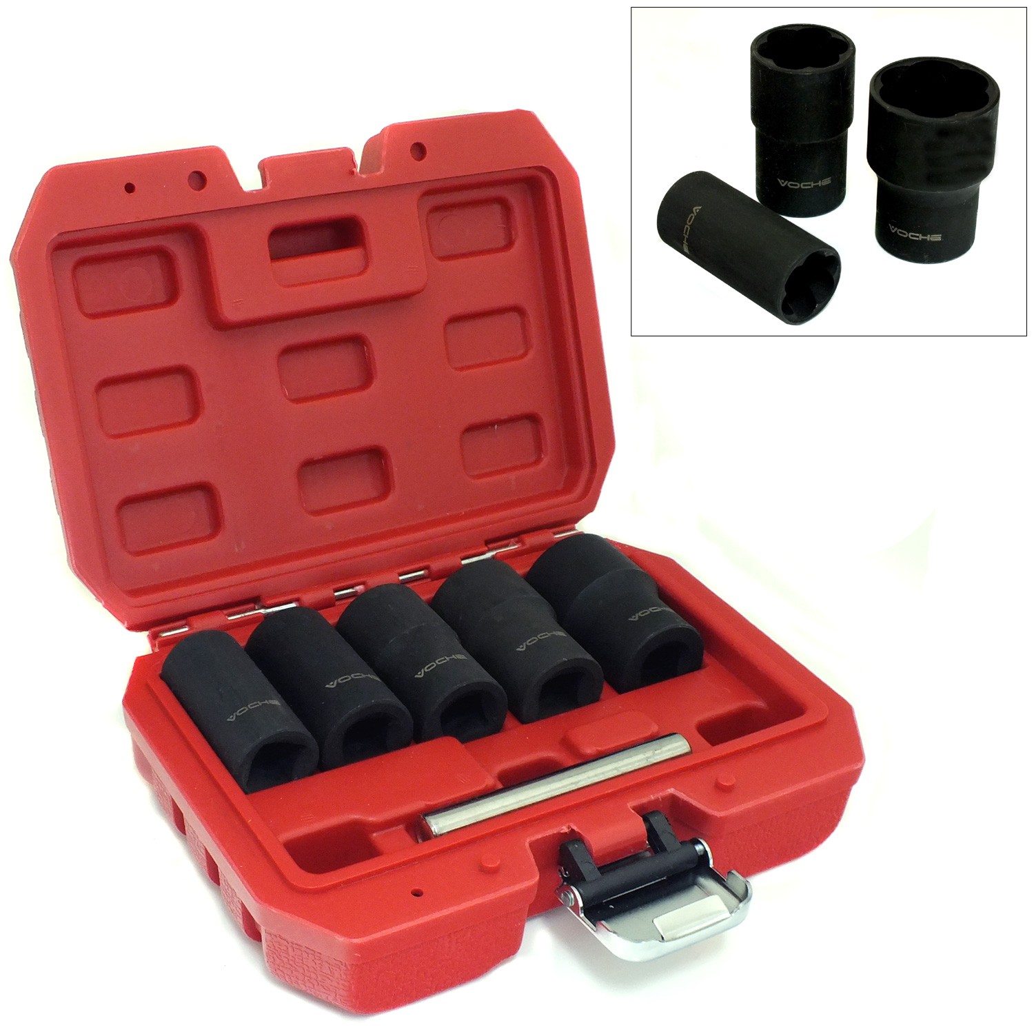 VOCHE 6PCE GRIP N TWIST SOCKETS LOCKING WHEEL NUT REMOVER DAMAGED ROUNDED BOLTS