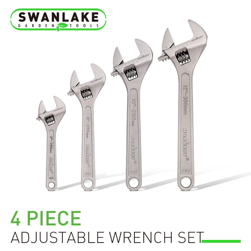 12″ 10″ 8″ 6″ Laser Marked Adjustable Wrench Set Heat 1-5/16″ 1-1/8″ 15/16″ 3/4″