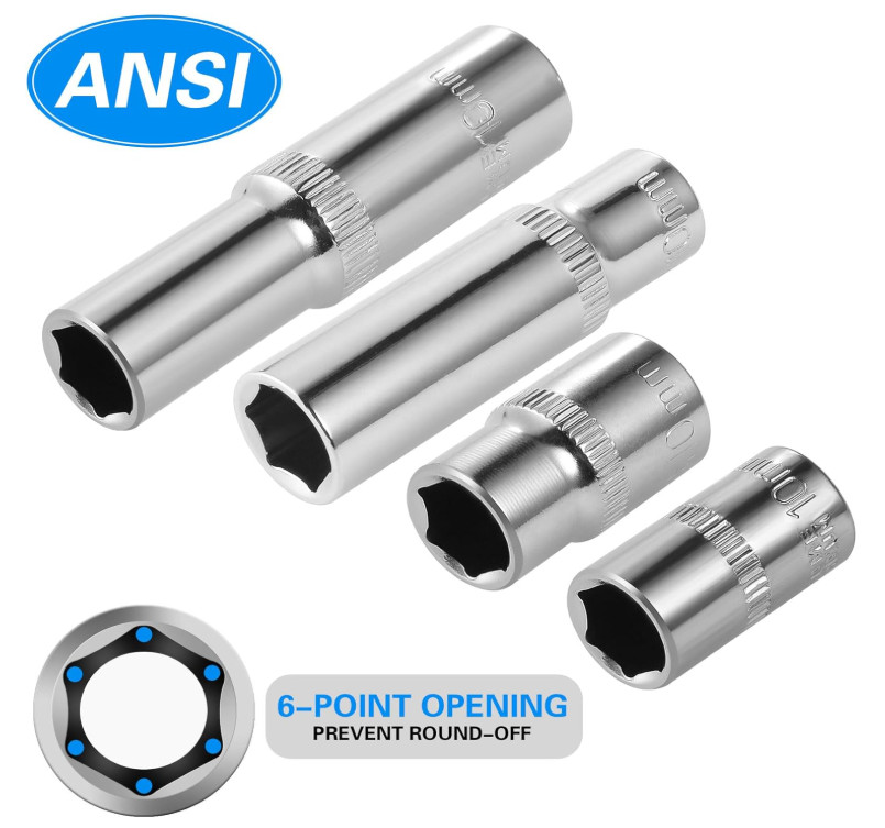[10-Piece] 10mm Socket Set, 1/4-Inch & 3/8-Inch Drive Impact Socket, 6-Point & 1