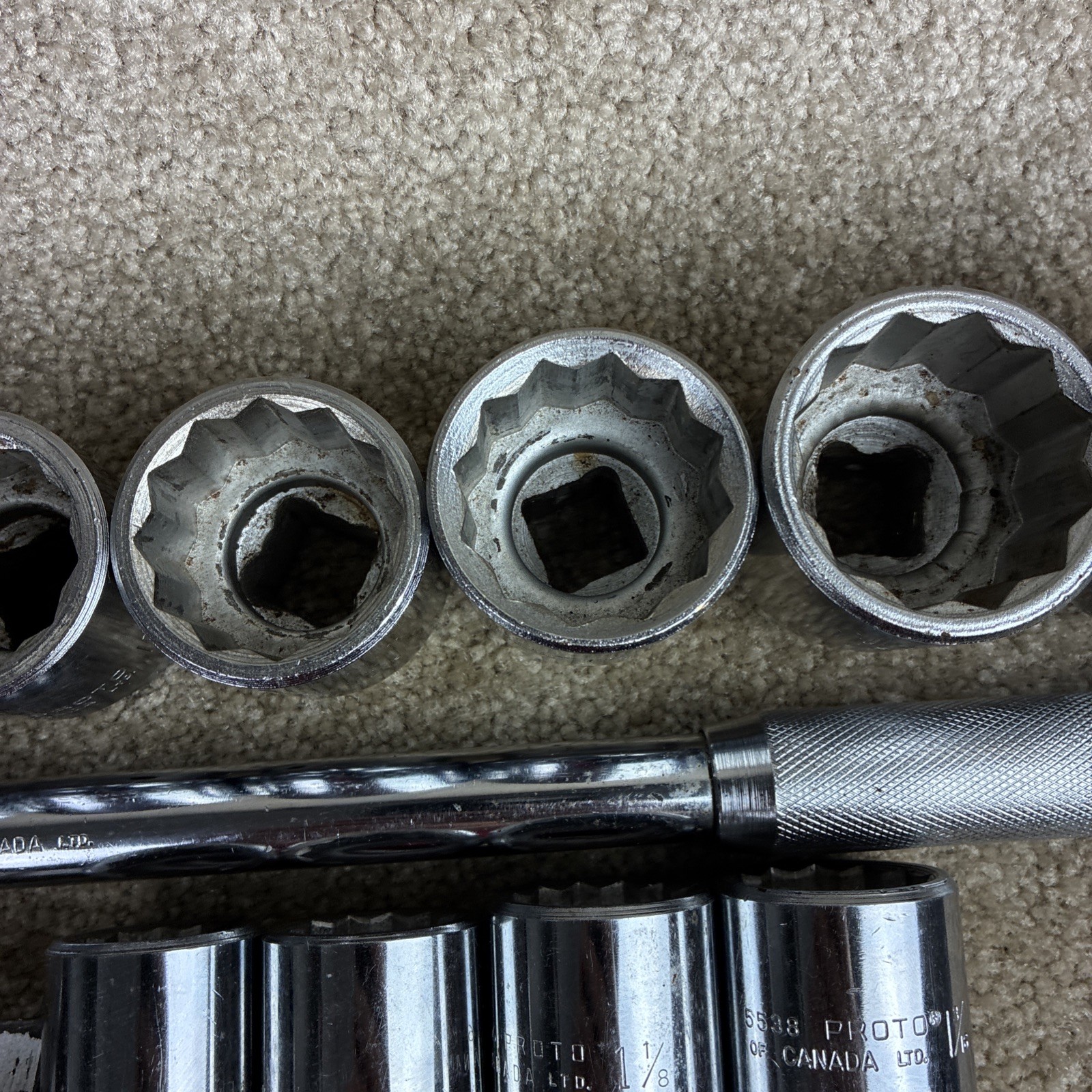 PROTO 3/4 Drive Flex Head Breaker Bar ,11 Sockets ,Craftsman Extension SAE