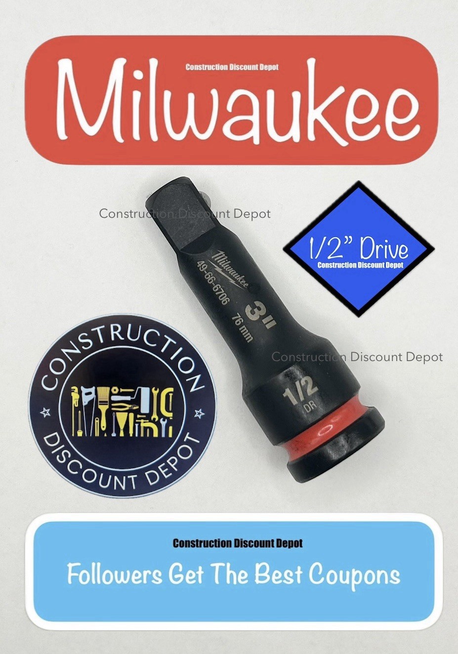 Milwaukee 49-66-6706 SHOCKWAVE Black Impact Duty 1/2″ In. Drive X 3″ Extension