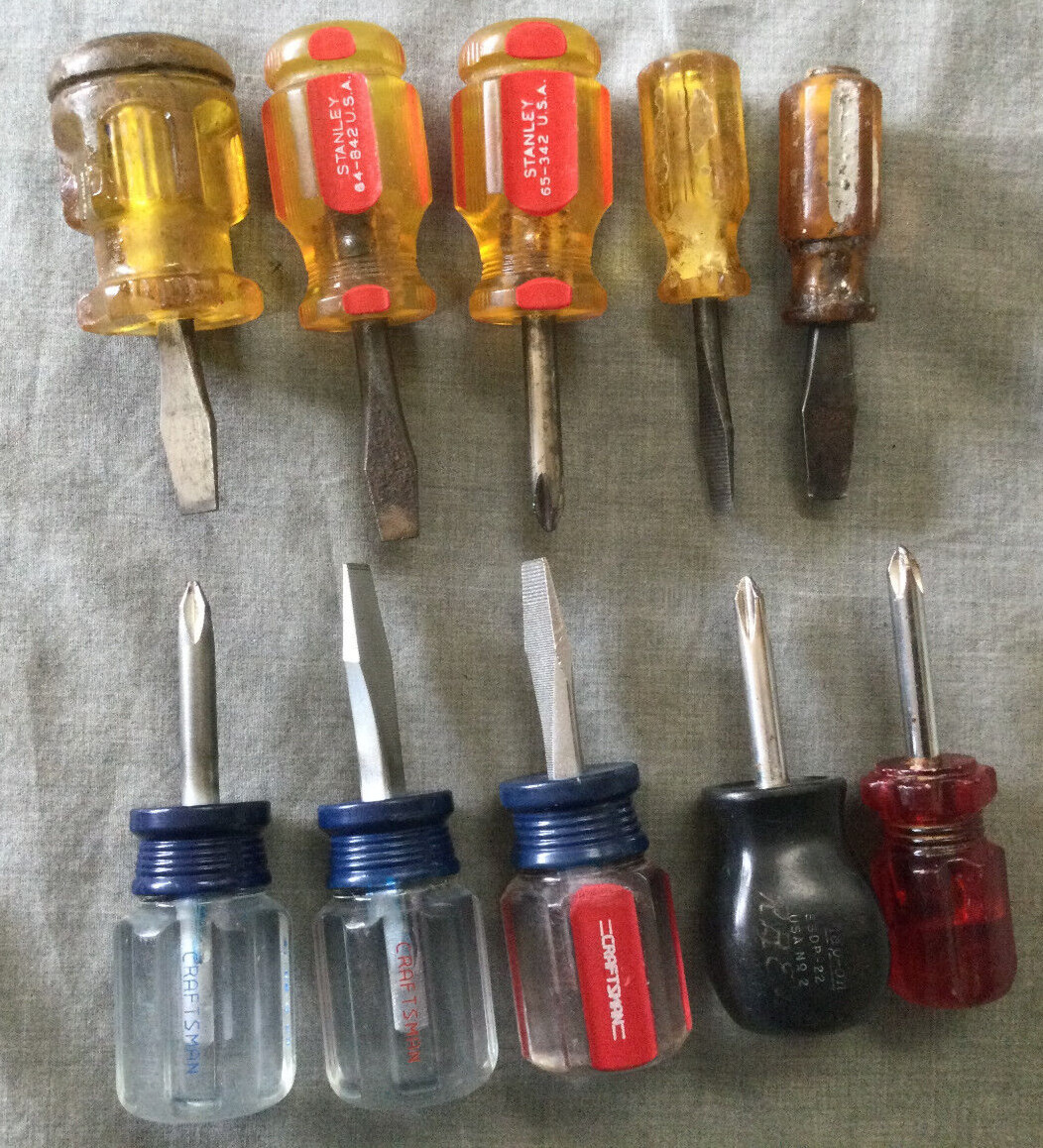 Vintage Stubby Screwdriver Lot Of 10 – Craftsman Stanley Snap-On Fuller