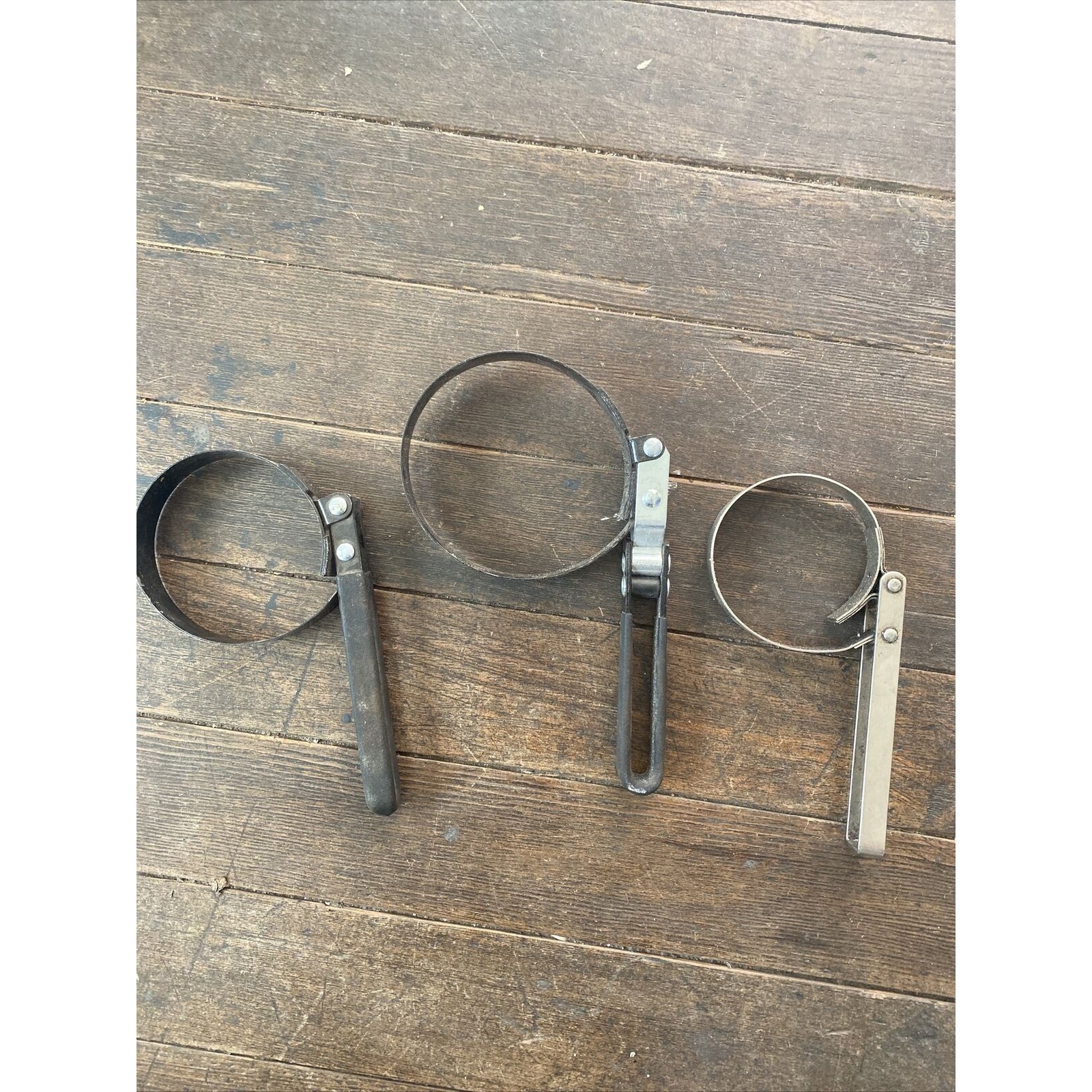 Lot Of 3 Oil Filter Wrench Automotive Removal Tool Black Handles And Silver