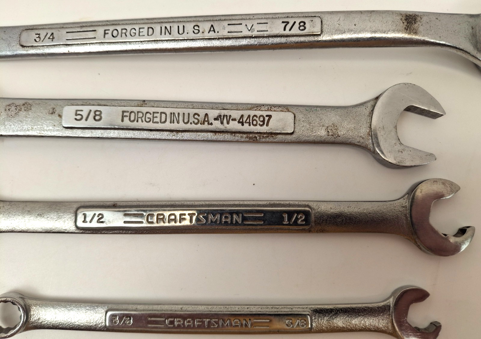 Lot of 5 Craftsman 12pt Double Box End and Combination SAE Wrenches Made In USA