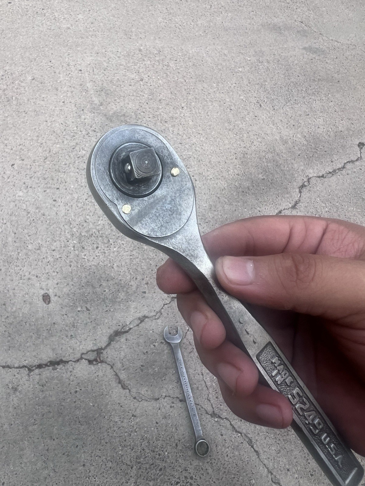 Vintage Plomb PLVMB 5249 3/8 Ratchet w/ Brass Screws & 1218 Open Ended Wrench