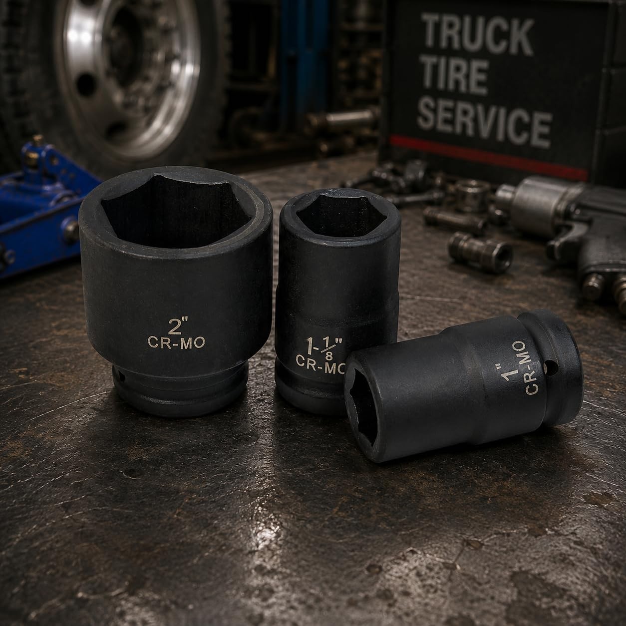 High-Torque 9-Piece Deep Impact Socket Set 1-Inch Drive for Trucks and Machinery