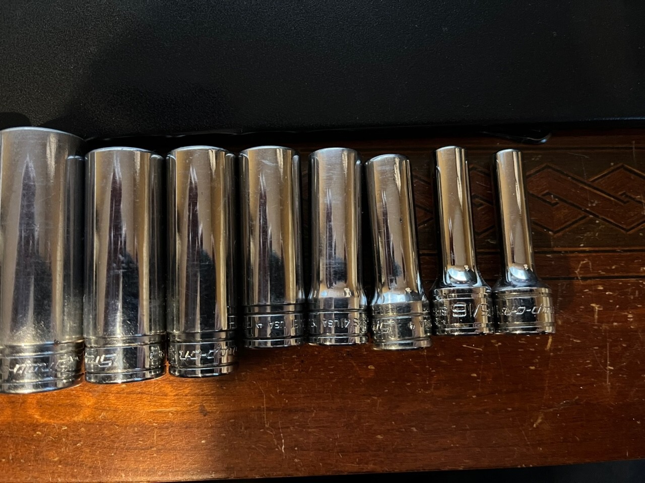 Snap-on 11Pc SAE 3/8″ Drive Deep Socket Set 1/4″ 7/8″ 6Pt 211SFSY w/ MetalTray