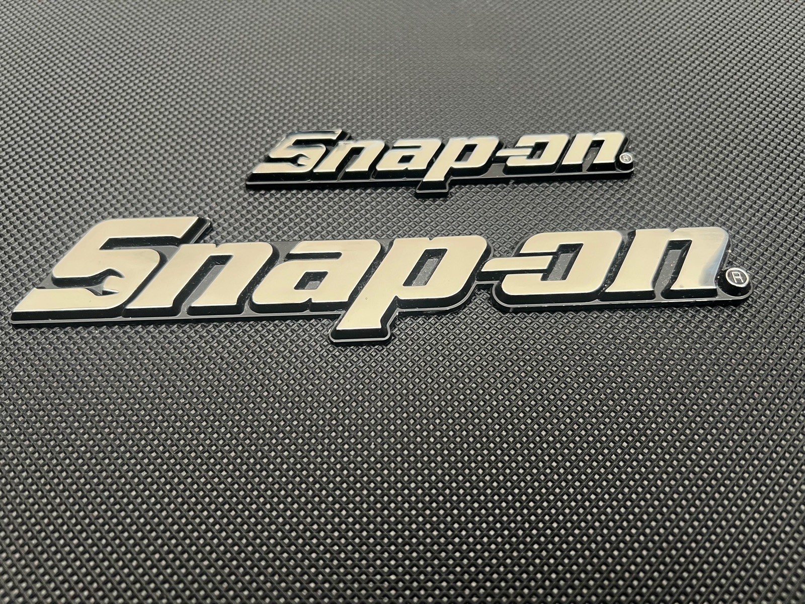 New Snap On LOGO 8” METAL Toolbox Roll Cab chrome Badge Logo Emblem Sticker .