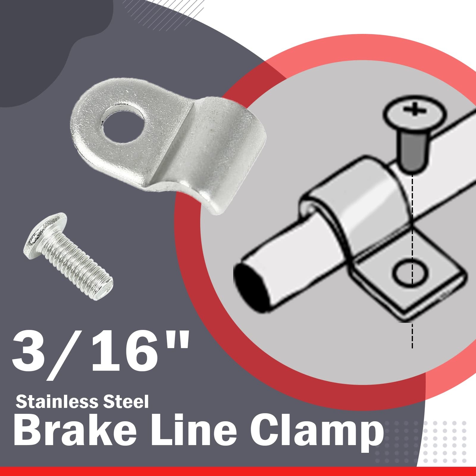 EASYBERG 3/16″ Stainless Steel Brake Line Clamps with Screw Street Rod 48 pcs