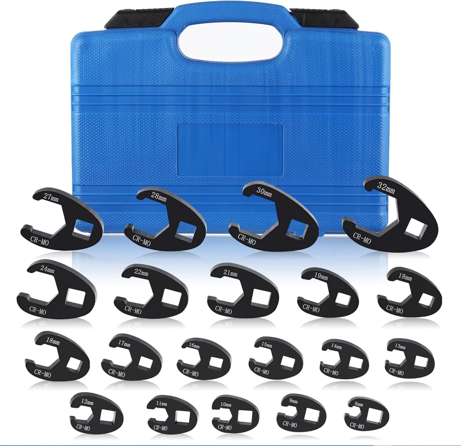 Crows Foot Wrench Set 1/2″ and 3/8” Drive Flare Nut Crowfoot Wrench Set Metric 8