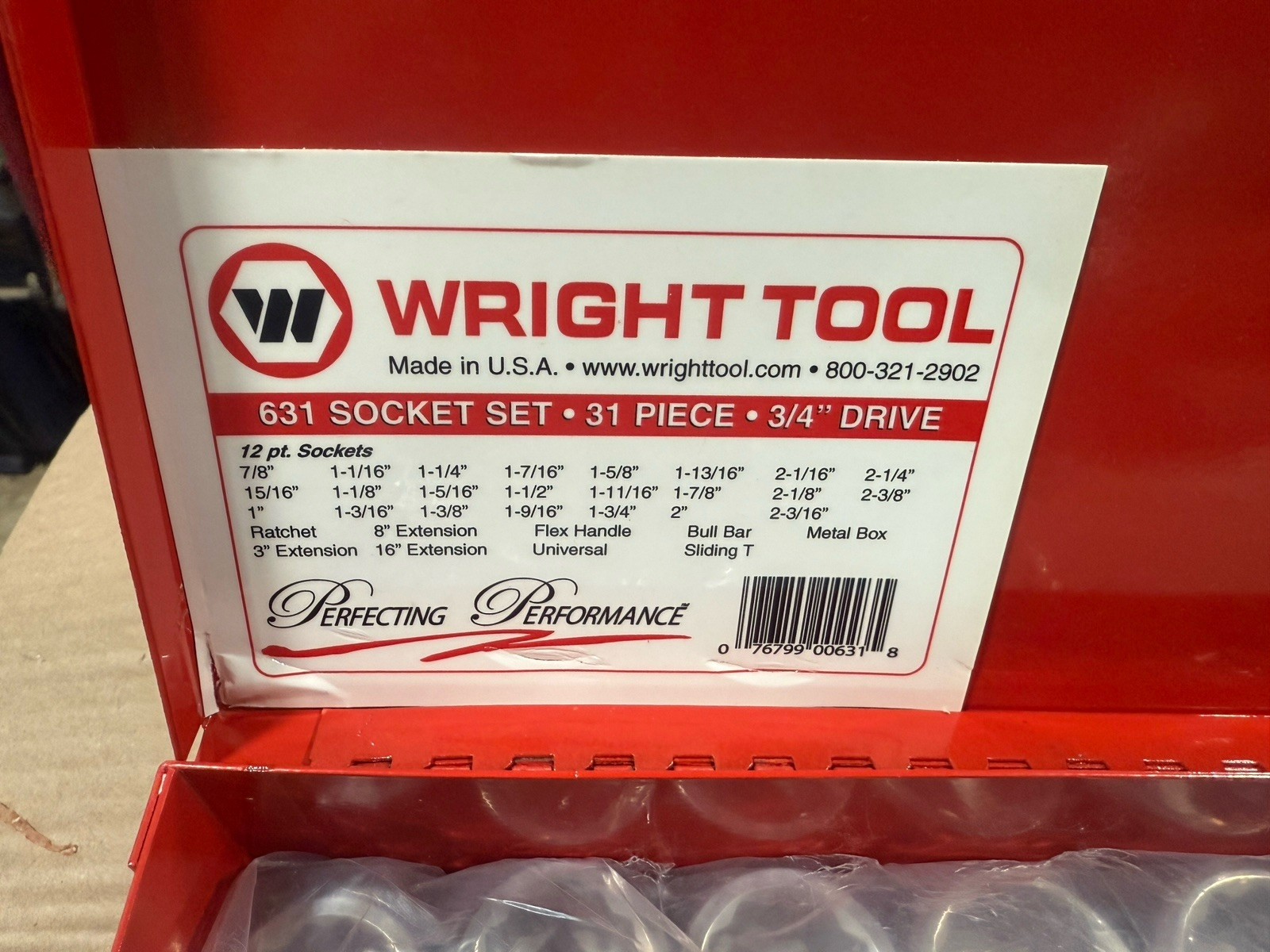 Wright Tool 31pc 3/4″ Drive Standard Socket Set 12pt 7/8″-2-3/8″ 631 USA NEW