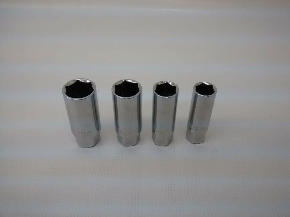New 3/8 Drive Spark Plug Socket Set w/ Rubber Insert (13/16″, 3/4″, 5/8″, 9/16″)