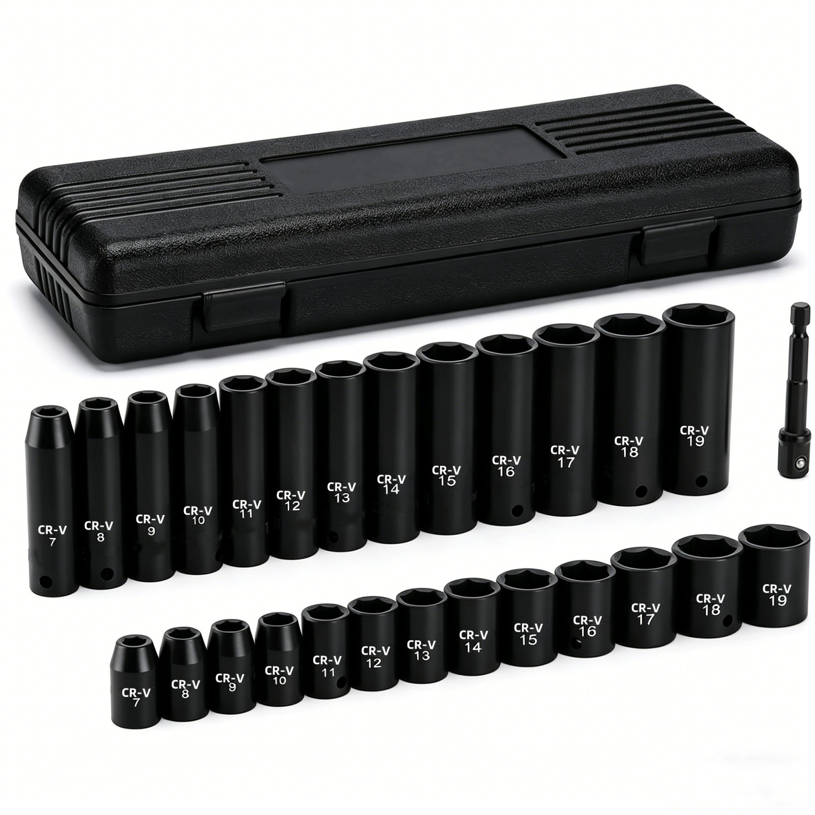 27 Pcs Mechanic Impact Socket Set 7mm-19mm Sizes Laser Etched With Tool Case US
