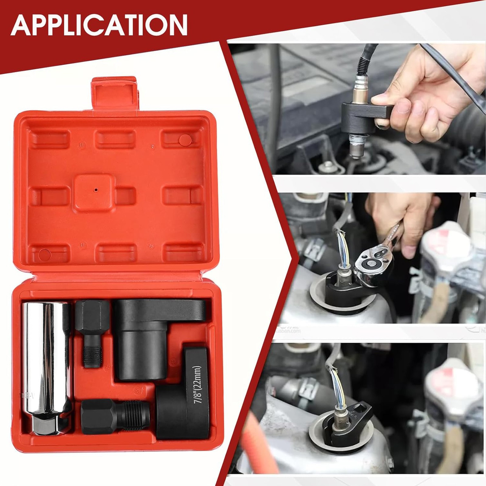 5Pcs O2 Oxygen Sensor Socket Wrench 3/8″ 1/2″ 22mm Auto Repair Installer Tool